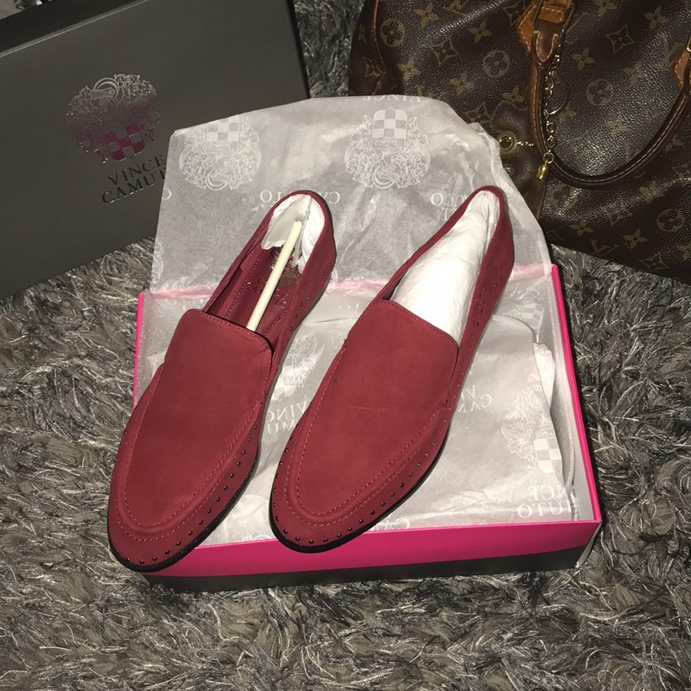 New item alert. Vince Camino red loafers.